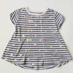 Cat & Jack Girls Short Slve Grey White Gold Sz 6x